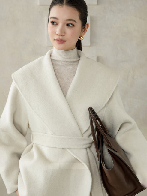 Sculpted Lapel Wool Coat